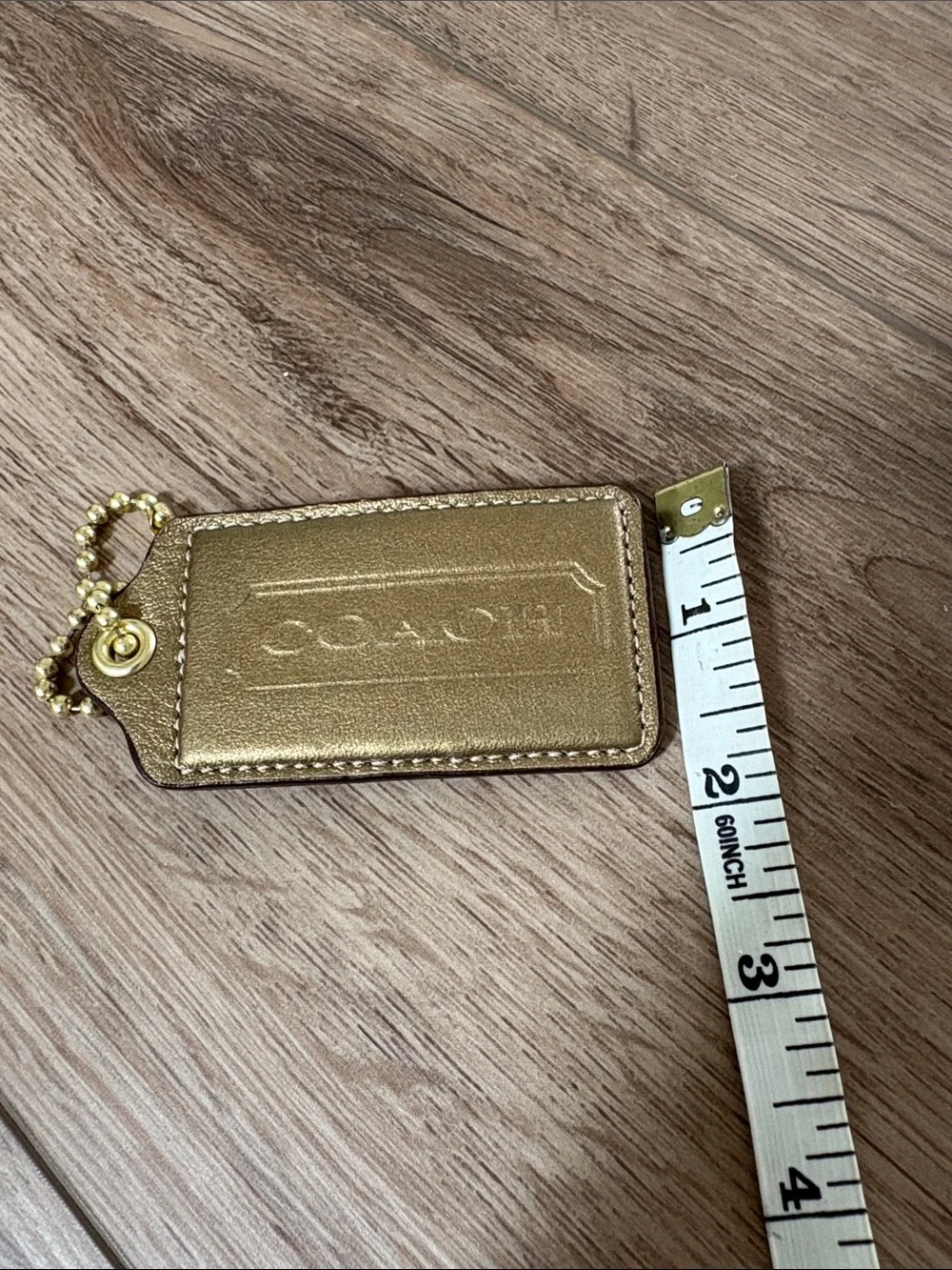 Coach Vintage Y2K Authentic Large Metallic Gold Leather Hangtag Key Tag